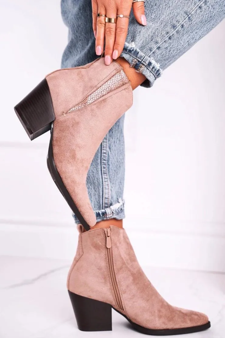 Boto Botki Na Słupku|Botki Zimowe Damskie*Damskie Botki Na Obcasie Khaki Loud