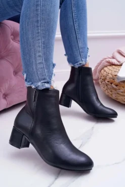 Damskie Boto Damskie Botki Na Obcasie Ocieplane Czarne Fiorelli