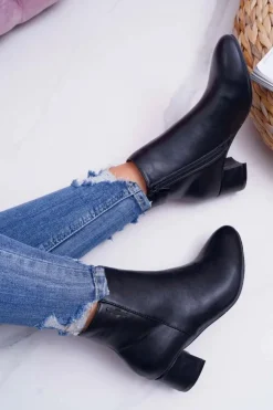 Damskie Boto Damskie Botki Na Obcasie Ocieplane Czarne Fiorelli