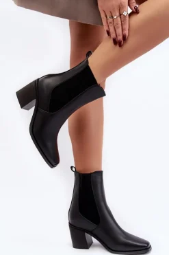 Boto Czarne Botki|Botki Na Obcasie*Damskie Botki Na Obcasie Ekoskóra Czarne Creazza