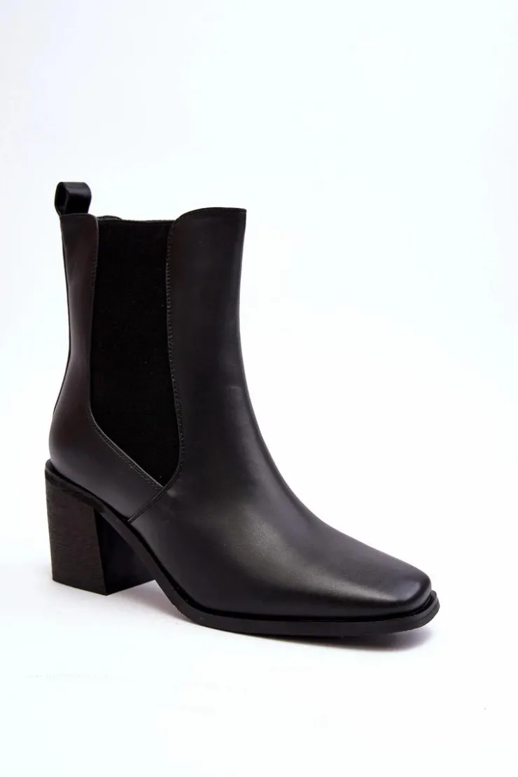 Boto Czarne Botki|Botki Na Obcasie*Damskie Botki Na Obcasie Ekoskóra Czarne Creazza