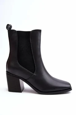 Boto Czarne Botki|Botki Na Obcasie*Damskie Botki Na Obcasie Ekoskóra Czarne Creazza