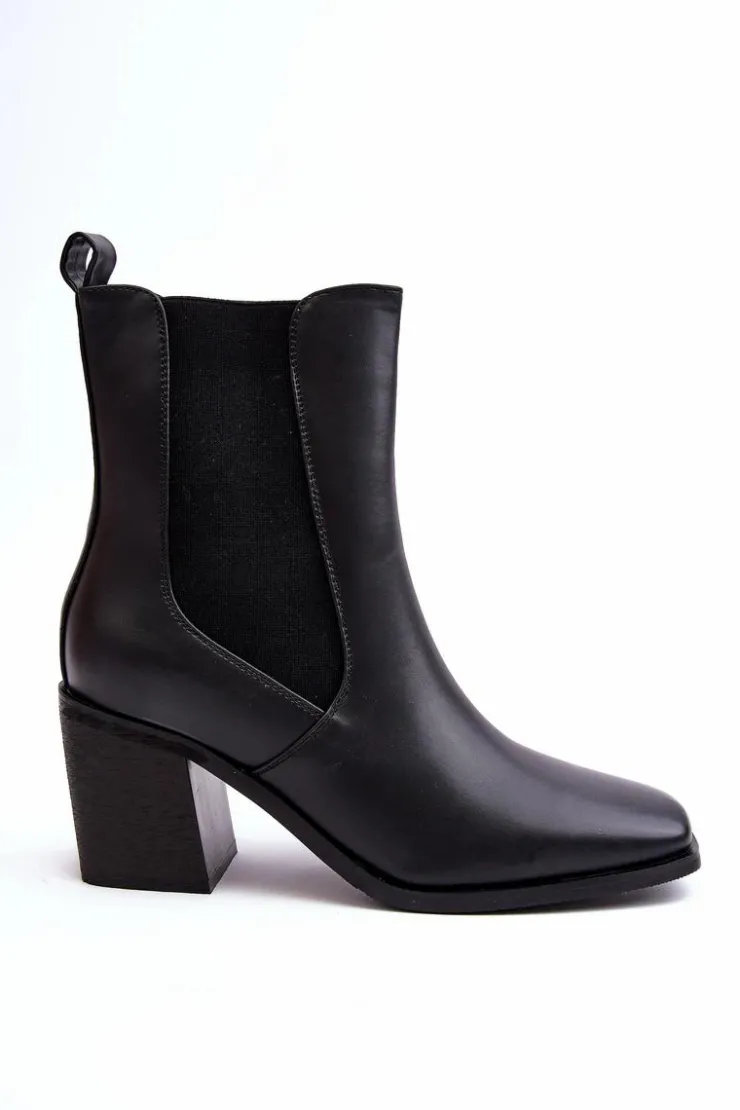 Boto Czarne Botki|Botki Na Obcasie*Damskie Botki Na Obcasie Ekoskóra Czarne Creazza