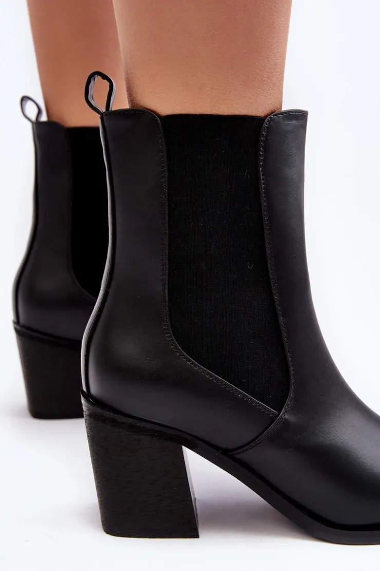 Boto Czarne Botki|Botki Na Obcasie*Damskie Botki Na Obcasie Ekoskóra Czarne Creazza