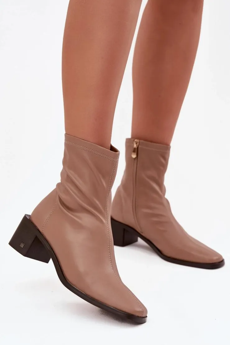 Damskie Buty damskie Vinceza Damskie Botki Na Obcasie Vinceza 23-10791 Beżowe