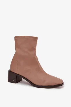 Damskie Buty damskie Vinceza Damskie Botki Na Obcasie Vinceza 23-10791 Beżowe