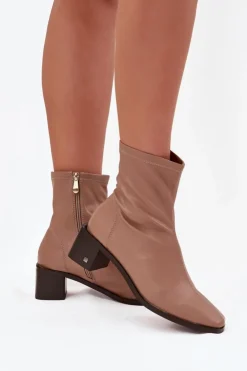Damskie Buty damskie Vinceza Damskie Botki Na Obcasie Vinceza 23-10791 Beżowe