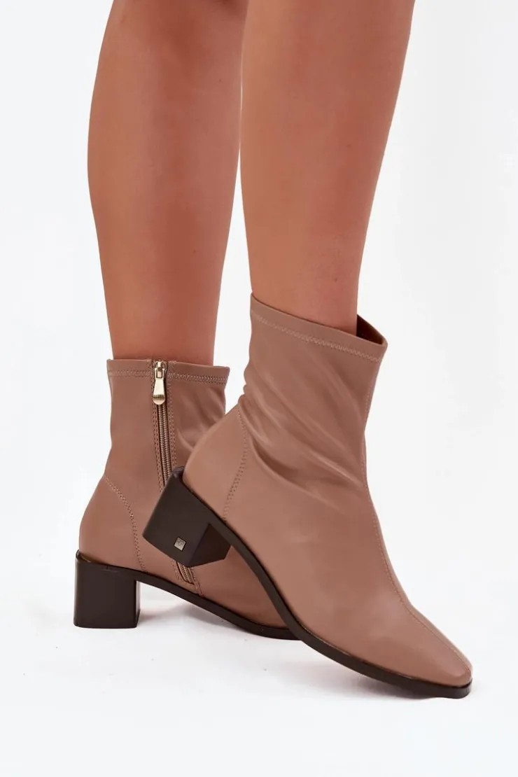 Damskie Buty damskie Vinceza Damskie Botki Na Obcasie Vinceza 23-10791 Beżowe