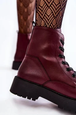 Sale Buty Sergio Leone Damskie Botki Na Platformie Bordowe Randi