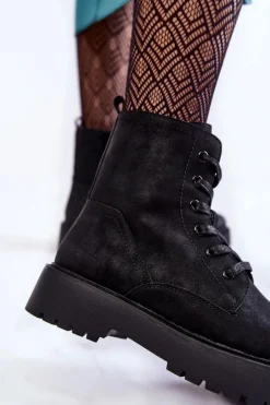 Damskie Buty Sergio Leone Damskie Botki Na Platformie Czarne Randi