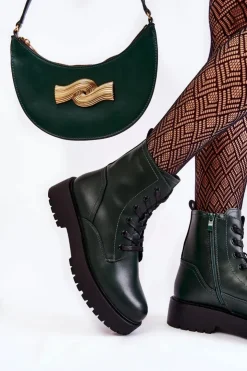 Buty Sergio Leone Damskie Trapery|Botki Sznurowane*Damskie Botki Na Platformie Zielone Randi