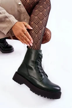 Buty Sergio Leone Damskie Trapery|Botki Sznurowane*Damskie Botki Na Platformie Zielone Randi