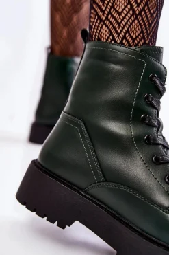 Buty Sergio Leone Damskie Trapery|Botki Sznurowane*Damskie Botki Na Platformie Zielone Randi