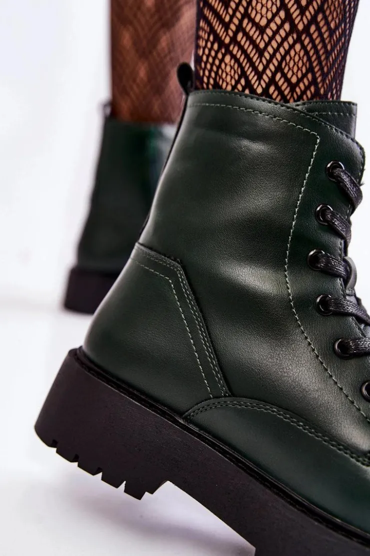 Buty Sergio Leone Damskie Trapery|Botki Sznurowane*Damskie Botki Na Platformie Zielone Randi