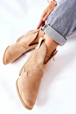 Boto Botki Na Słupku|Botki Zimowe Damskie*Damskie Botki Na Słupku Beżowe Meronet