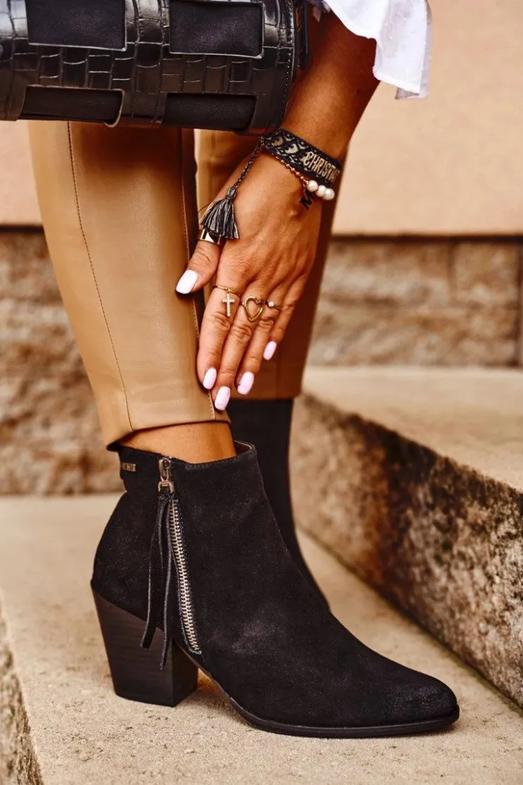 Damskie Big Star Shoes Damskie Botki Na Słupku Big Star Czarne GG274362