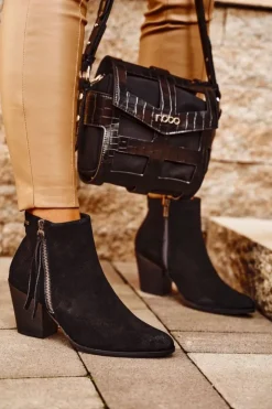 Damskie Big Star Shoes Damskie Botki Na Słupku Big Star Czarne GG274362