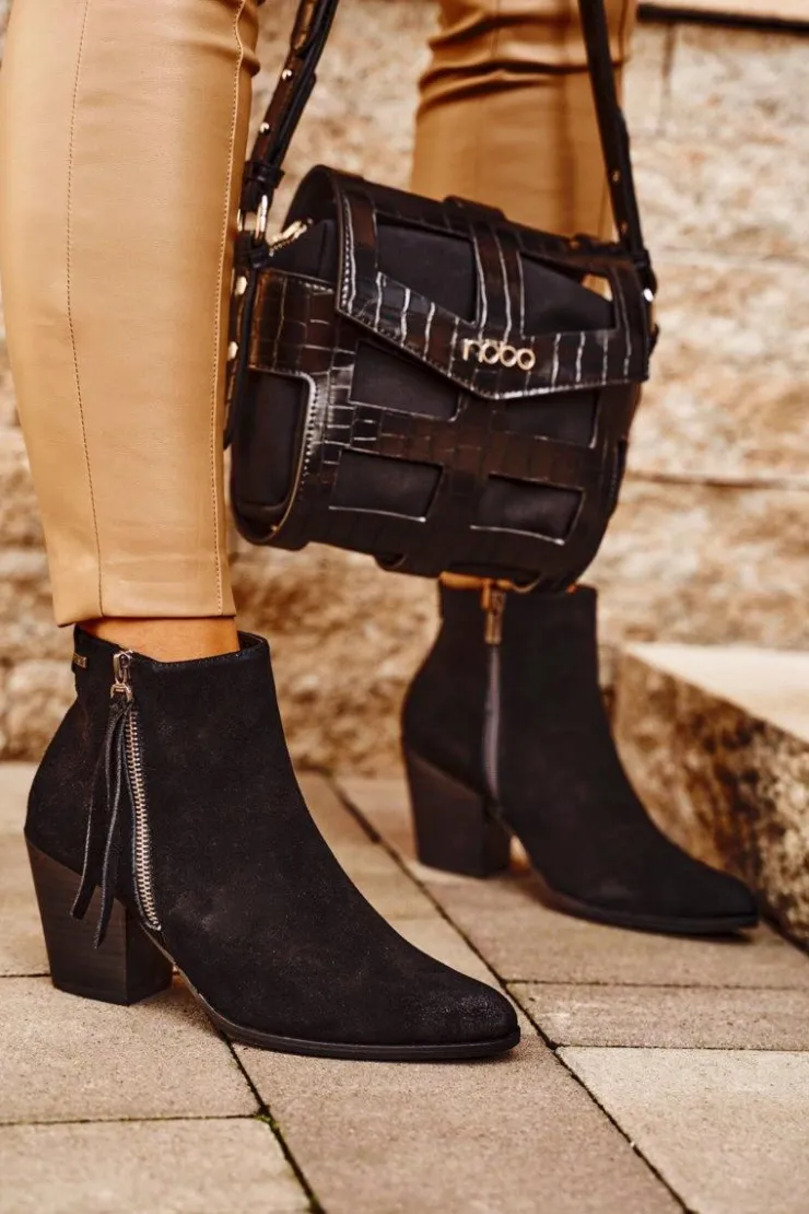 Damskie Big Star Shoes Damskie Botki Na Słupku Big Star Czarne GG274362