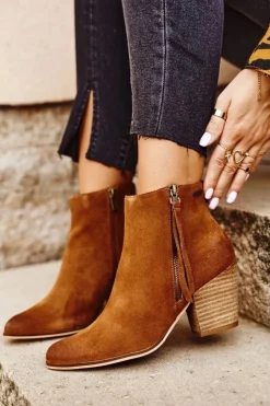 Big Star Shoes Botki Na Słupku|Brązowe I Beżowe Botki*Damskie Botki Na Słupku Big Star Camel GG274364