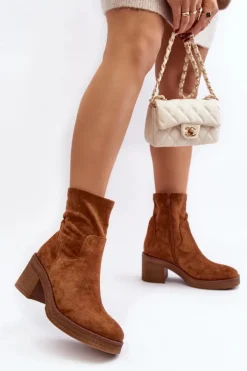 Damskie Boto Damskie Botki Na Słupku Camel Argastis