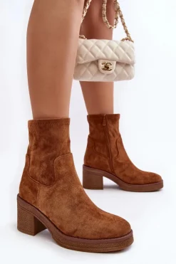 Damskie Boto Damskie Botki Na Słupku Camel Argastis