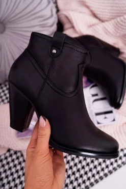 Boto Botki Na Słupku|Botki Na Obcasie*Damskie Botki Na Słupku Czarne Memfis