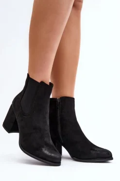 New Boto Damskie Botki Na Słupku Czarne Arianti