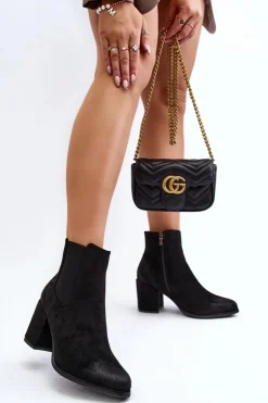 New Boto Damskie Botki Na Słupku Czarne Arianti