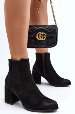 New Boto Damskie Botki Na Słupku Czarne Arianti