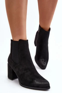 New Boto Damskie Botki Na Słupku Czarne Arianti