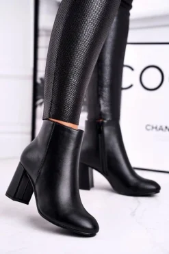 Damskie Boto Damskie Botki Na Słupku Czarne Gun