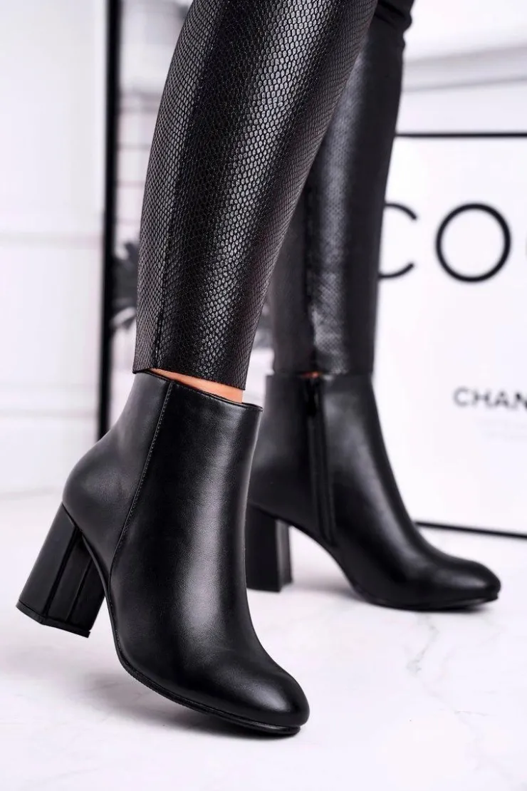 Damskie Boto Damskie Botki Na Słupku Czarne Gun