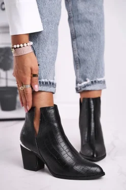 Damskie Boto Damskie Botki Na Słupku Czarne Ruben