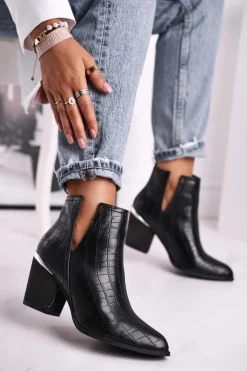 Damskie Boto Damskie Botki Na Słupku Czarne Ruben