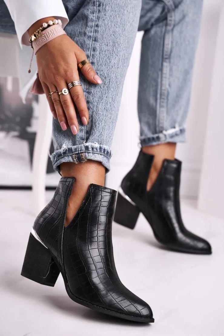 Damskie Boto Damskie Botki Na Słupku Czarne Ruben