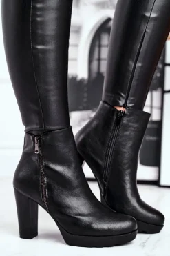 Boto Botki Na Słupku|Czarne Botki*Damskie Botki Na Słupku Czarne Eugene