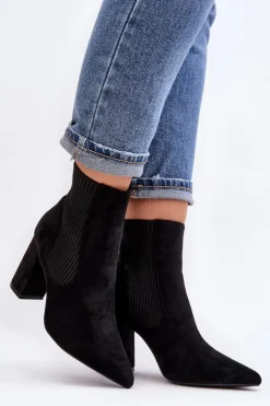 Online Boto Damskie Botki Na Słupku Czarne Tapara