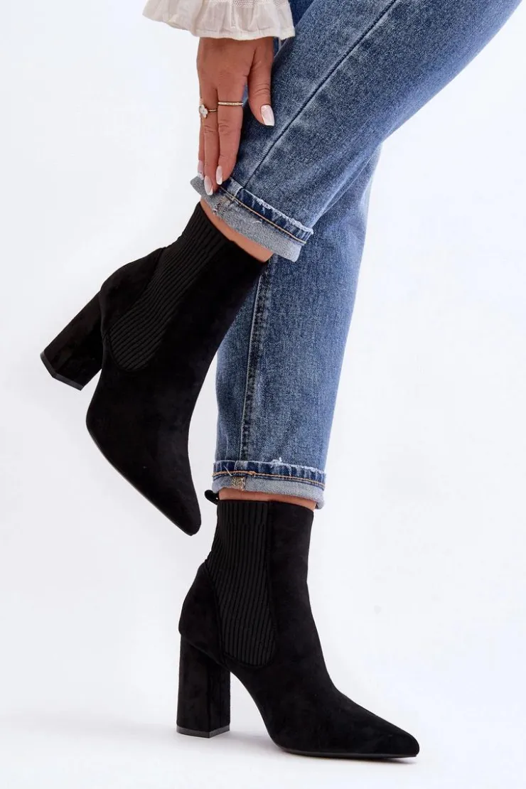 Online Boto Damskie Botki Na Słupku Czarne Tapara