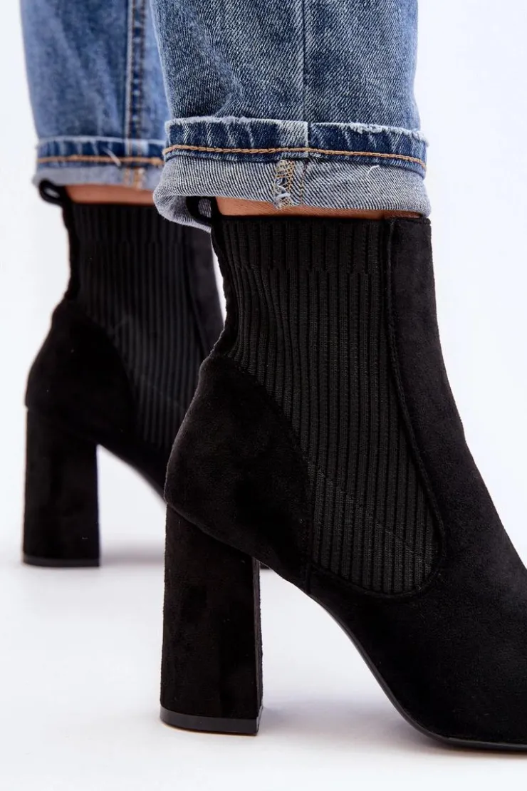 Online Boto Damskie Botki Na Słupku Czarne Tapara