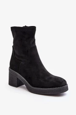 Outlet Boto Damskie Botki Na Słupku Czarne Argastis Czarny