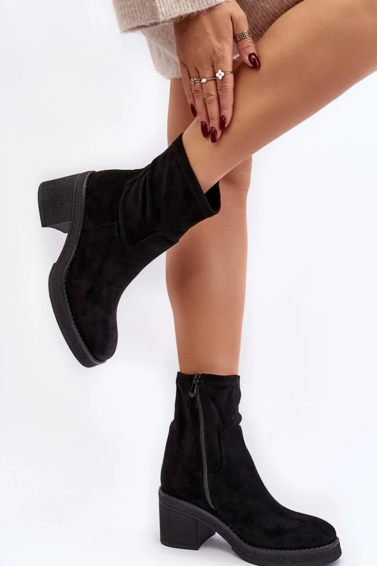 Outlet Boto Damskie Botki Na Słupku Czarne Argastis Czarny