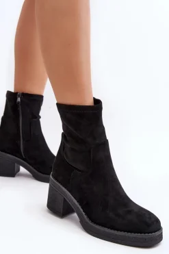 Outlet Boto Damskie Botki Na Słupku Czarne Argastis Czarny