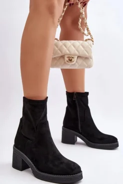 Outlet Boto Damskie Botki Na Słupku Czarne Argastis Czarny