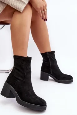 Outlet Boto Damskie Botki Na Słupku Czarne Argastis Czarny