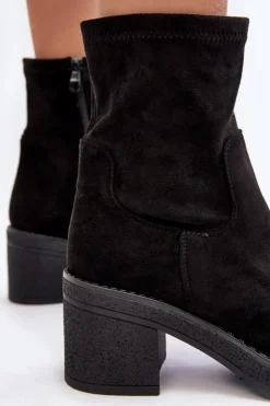 Outlet Boto Damskie Botki Na Słupku Czarne Argastis Czarny