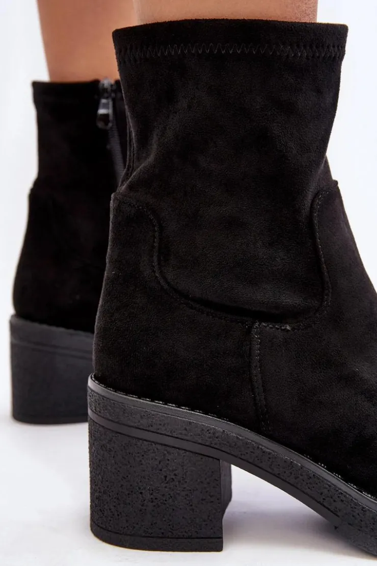 Outlet Boto Damskie Botki Na Słupku Czarne Argastis Czarny