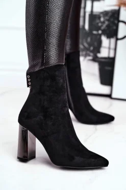 Boto Botki Na Słupku|Czarne Botki*Damskie Botki Na Słupku Czarne Trens