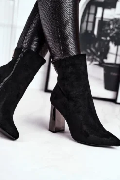 Boto Botki Na Słupku|Czarne Botki*Damskie Botki Na Słupku Czarne Trens