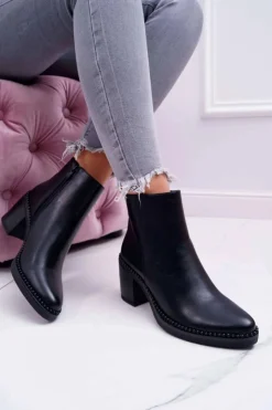 Boto Botki Na Słupku|Botki Zimowe Damskie*Damskie Botki Na Słupku Czarne Duo