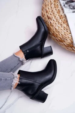 Boto Botki Na Słupku|Botki Zimowe Damskie*Damskie Botki Na Słupku Czarne Duo